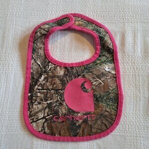 Carhartt girls bib, pink with camo